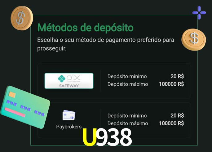 O cassino U938 oferece uma grande variedade de métodos de pagamento